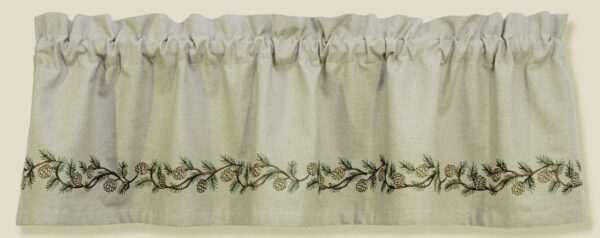 Pinecone embroidered curtain valance