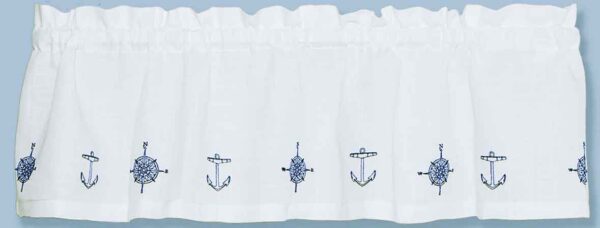 Compass and Anchor (white) curtain valance