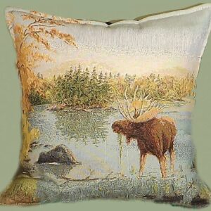 Fall moose tapestry pillow