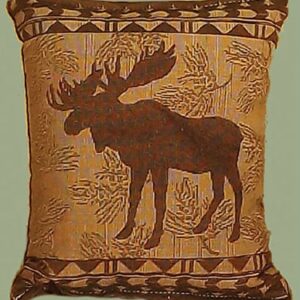 Small tapestry pillow moose design